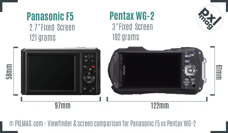 Panasonic F5 vs Pentax WG-2 Screen and Viewfinder comparison