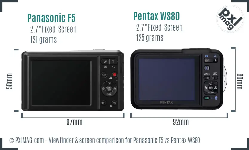 Panasonic F5 vs Pentax WS80 Screen and Viewfinder comparison