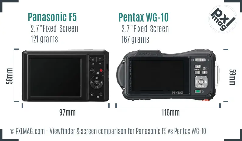 Panasonic F5 vs Pentax WG-10 Screen and Viewfinder comparison Panasonic F5 vs Pentax WG-10 Screen and Viewfinder comparison
