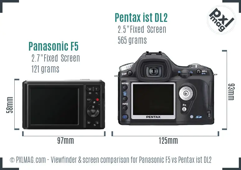 Panasonic F5 vs Pentax ist DL2 Screen and Viewfinder comparison