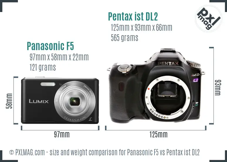 Panasonic F5 vs Pentax ist DL2 size comparison