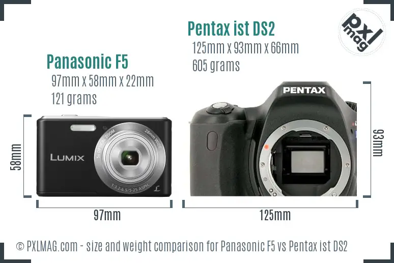 Panasonic F5 vs Pentax ist DS2 size comparison