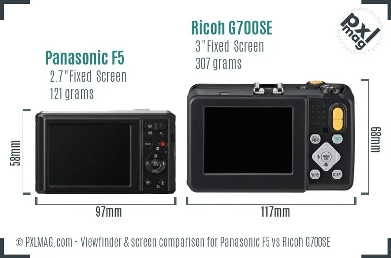 Panasonic F5 vs Ricoh G700SE Screen and Viewfinder comparison Panasonic F5 vs Ricoh G700SE Screen and Viewfinder comparison