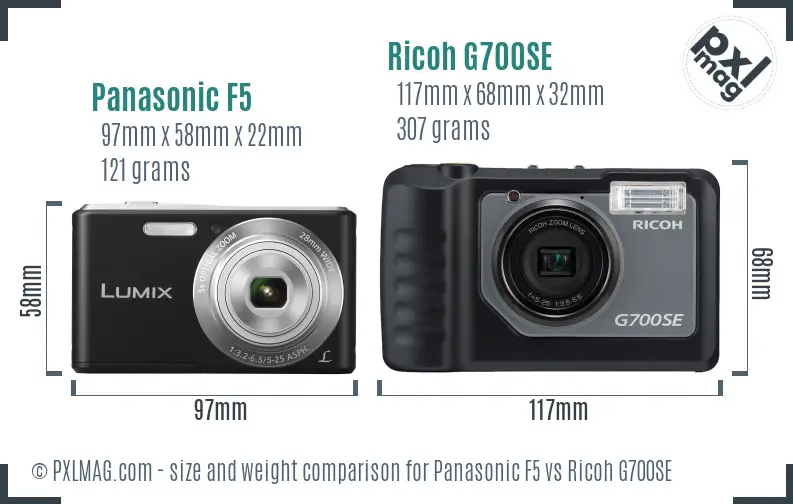 Panasonic F5 vs Ricoh G700SE size comparison Panasonic F5 vs Ricoh G700SE size comparison