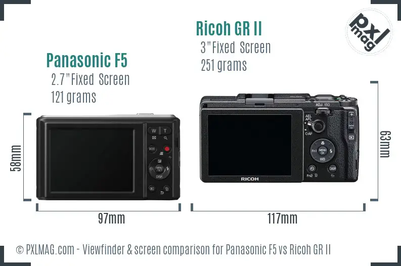 Panasonic F5 vs Ricoh GR II Screen and Viewfinder comparison Panasonic F5 vs Ricoh GR II Screen and Viewfinder comparison