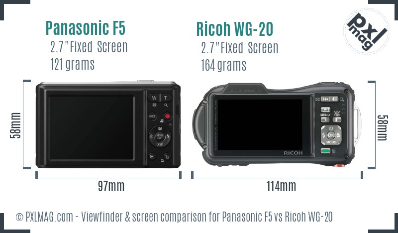 Panasonic F5 vs Ricoh WG-20 Screen and Viewfinder comparison