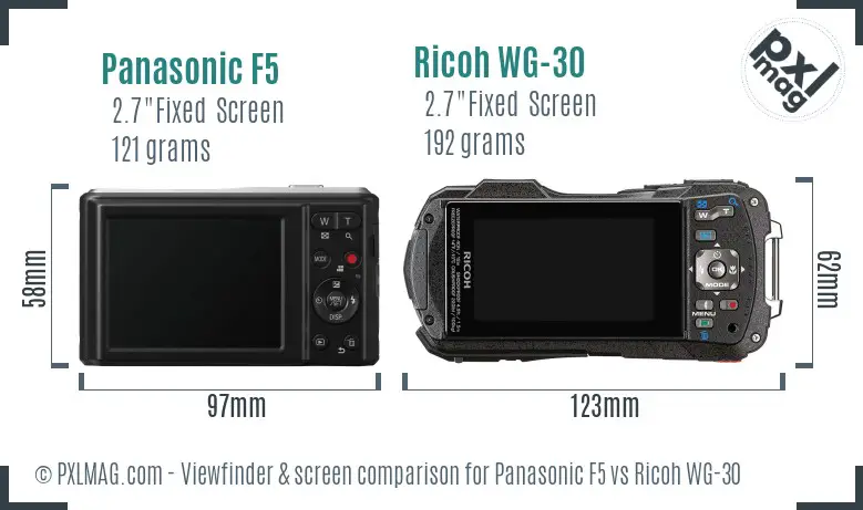 Panasonic F5 vs Ricoh WG-30 Screen and Viewfinder comparison Panasonic F5 vs Ricoh WG-30 Screen and Viewfinder comparison