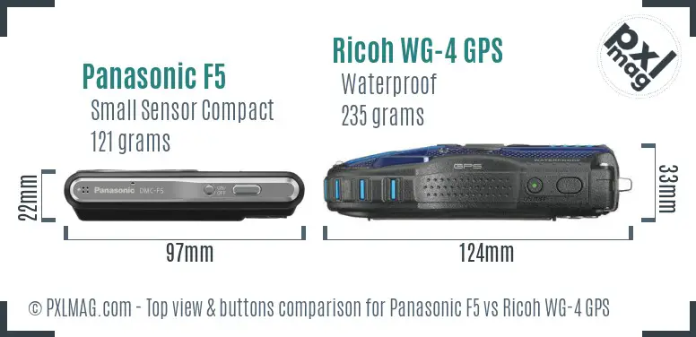 Panasonic F5 vs Ricoh WG-4 GPS top view buttons comparison