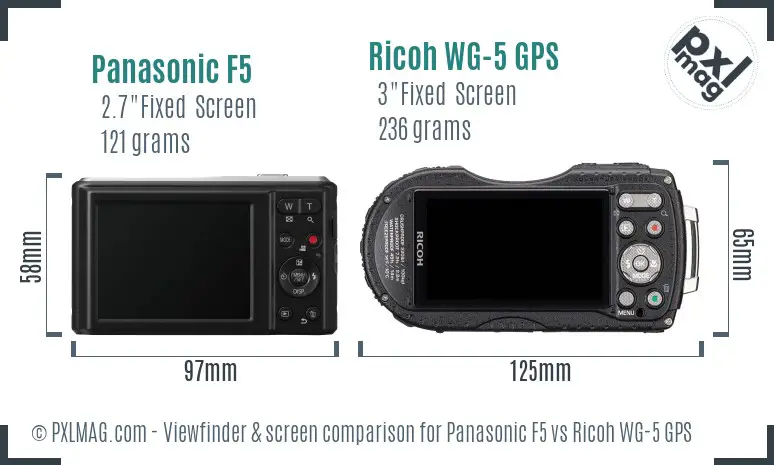 Panasonic F5 vs Ricoh WG-5 GPS Screen and Viewfinder comparison