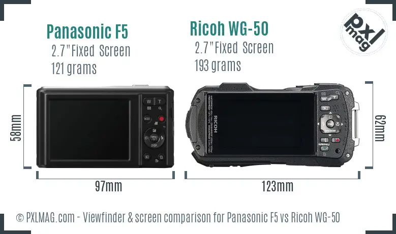 Panasonic F5 vs Ricoh WG-50 Screen and Viewfinder comparison