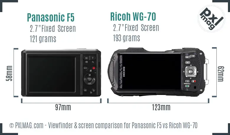 Panasonic F5 vs Ricoh WG-70 Screen and Viewfinder comparison Panasonic F5 vs Ricoh WG-70 Screen and Viewfinder comparison
