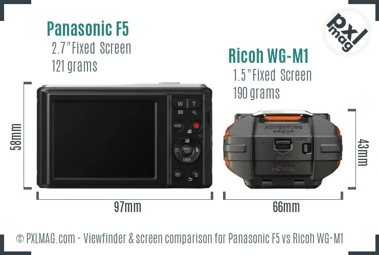 Panasonic F5 vs Ricoh WG-M1 Screen and Viewfinder comparison