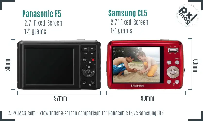 Panasonic F5 vs Samsung CL5 Screen and Viewfinder comparison