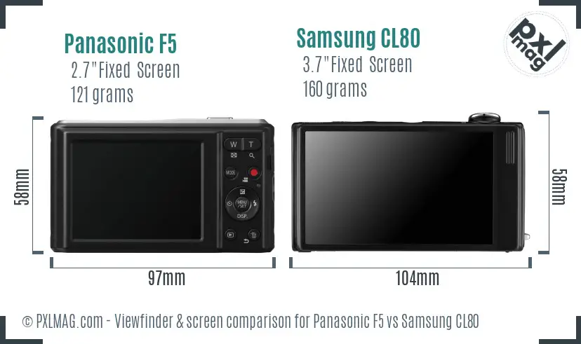 Panasonic F5 vs Samsung CL80 Screen and Viewfinder comparison