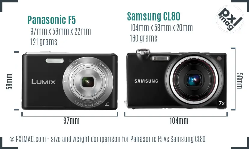 Panasonic F5 vs Samsung CL80 size comparison