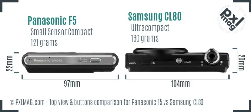 Panasonic F5 vs Samsung CL80 top view buttons comparison