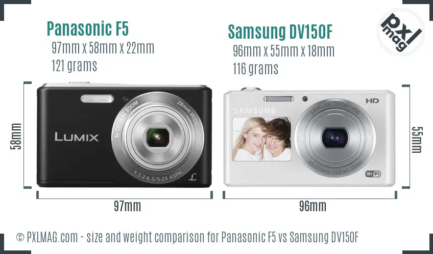 Panasonic F5 vs Samsung DV150F size comparison Panasonic F5 vs Samsung DV150F size comparison