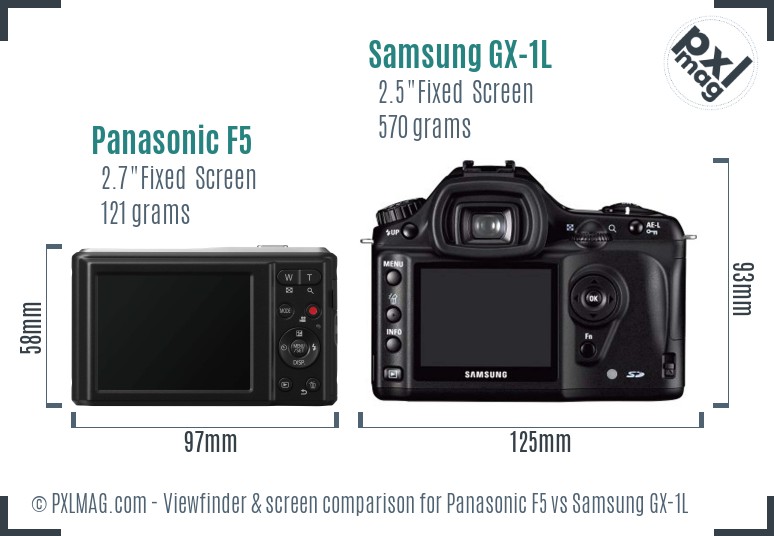 Panasonic F5 vs Samsung GX-1L Screen and Viewfinder comparison