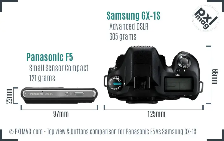 Panasonic F5 vs Samsung GX-1S top view buttons comparison