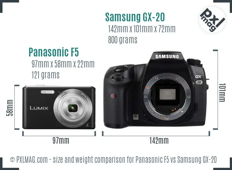 Panasonic F5 vs Samsung GX-20 size comparison