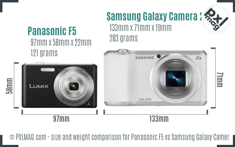 Panasonic F5 vs Samsung Galaxy Camera 2 size comparison