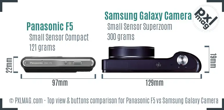Panasonic F5 vs Samsung Galaxy Camera top view buttons comparison