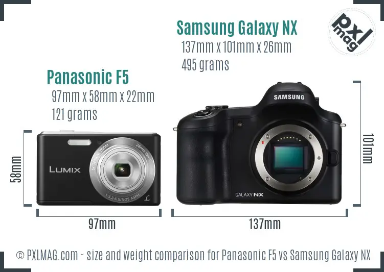 Panasonic F5 vs Samsung Galaxy NX size comparison