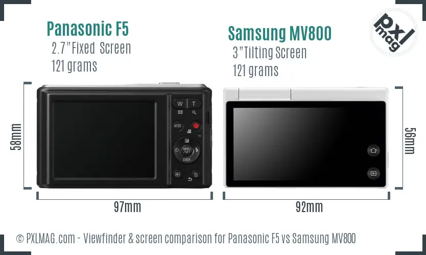 Panasonic F5 vs Samsung MV800 Screen and Viewfinder comparison Panasonic F5 vs Samsung MV800 Screen and Viewfinder comparison
