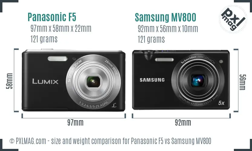 Panasonic F5 vs Samsung MV800 size comparison Panasonic F5 vs Samsung MV800 size comparison