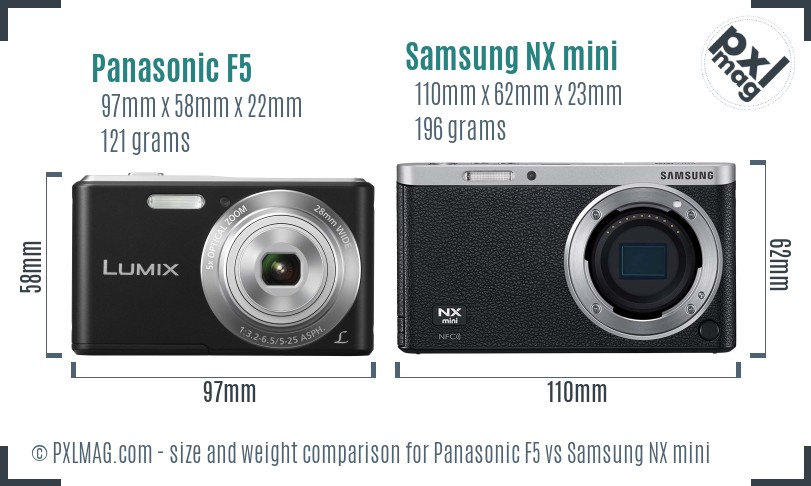 Panasonic F5 vs Samsung NX mini size comparison Panasonic F5 vs Samsung NX mini size comparison