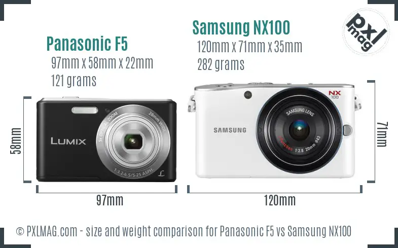 Panasonic F5 vs Samsung NX100 size comparison