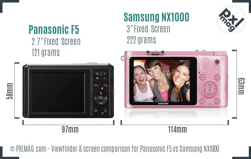 Panasonic F5 vs Samsung NX1000 Screen and Viewfinder comparison
