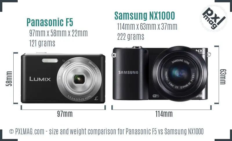 Panasonic F5 vs Samsung NX1000 size comparison