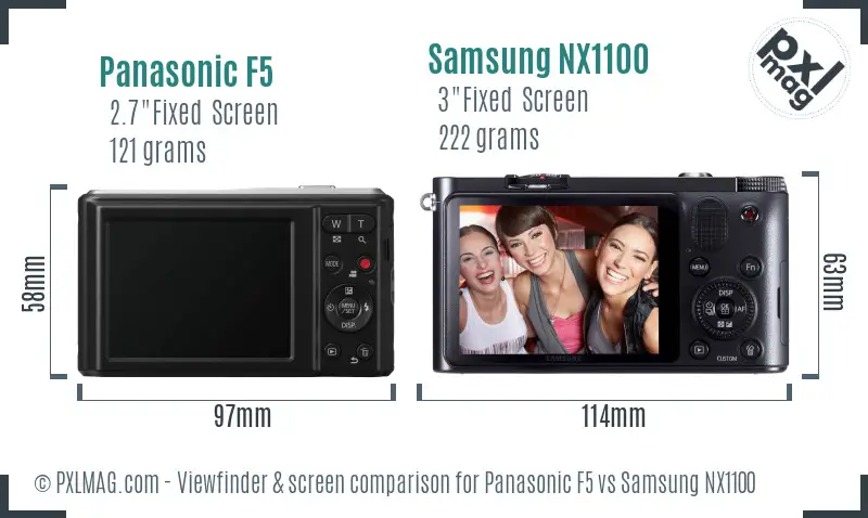 Panasonic F5 vs Samsung NX1100 Screen and Viewfinder comparison
