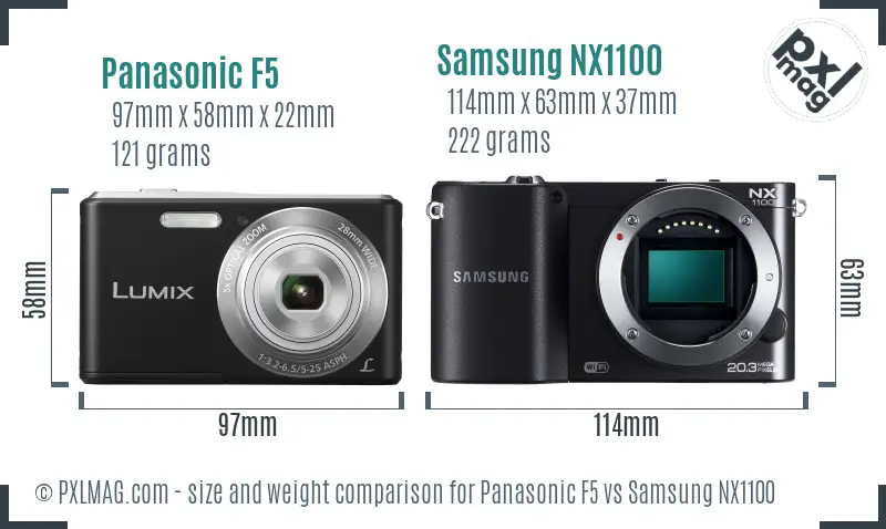 Panasonic F5 vs Samsung NX1100 size comparison