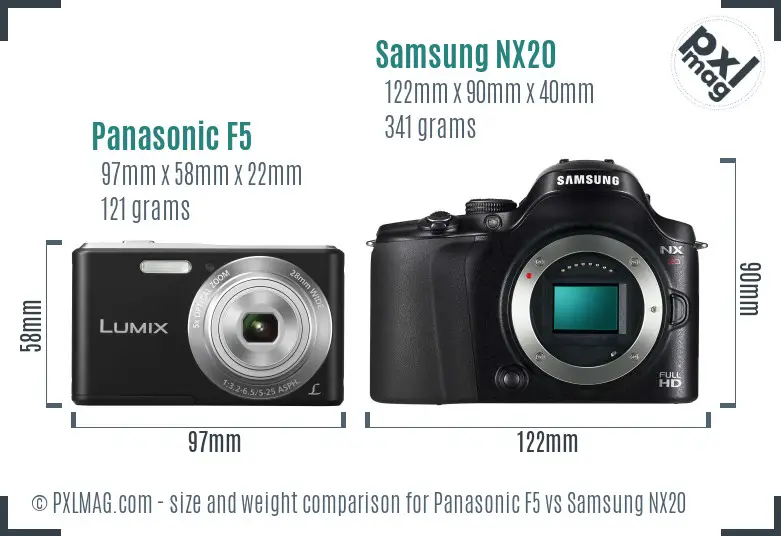 Panasonic F5 vs Samsung NX20 size comparison