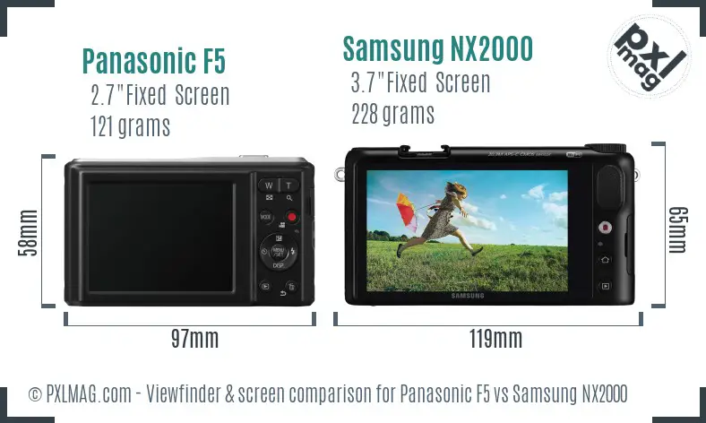 Panasonic F5 vs Samsung NX2000 Screen and Viewfinder comparison