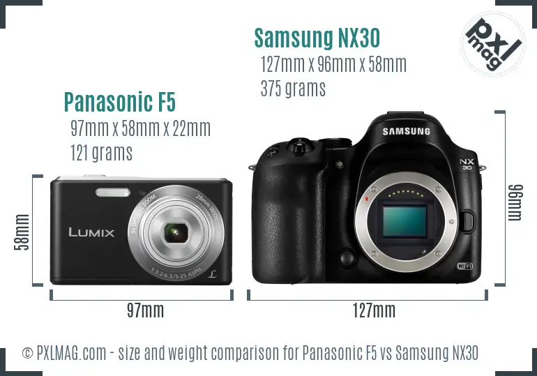 Panasonic F5 vs Samsung NX30 size comparison Panasonic F5 vs Samsung NX30 size comparison