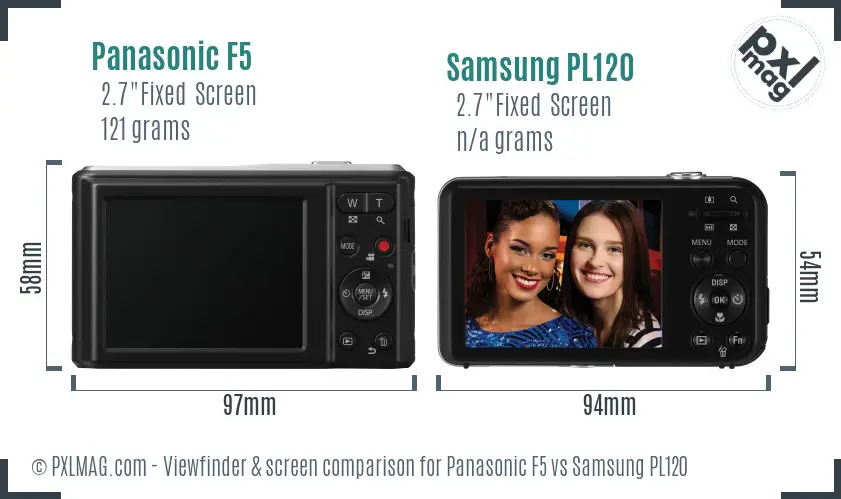 Panasonic F5 vs Samsung PL120 Screen and Viewfinder comparison