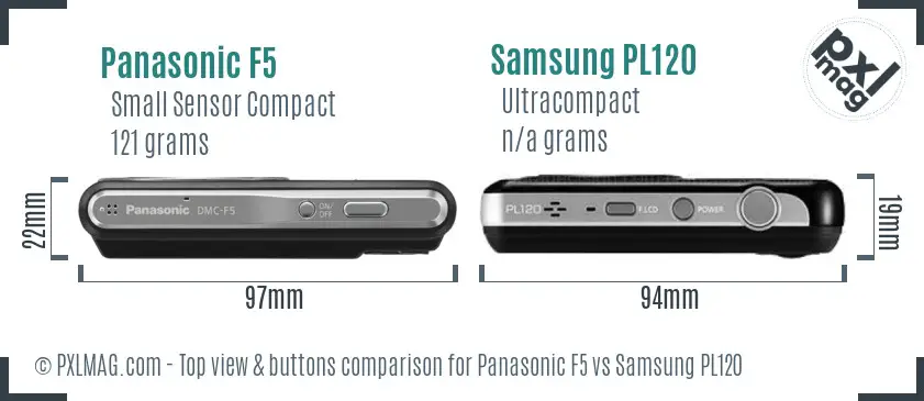 Panasonic F5 vs Samsung PL120 top view buttons comparison