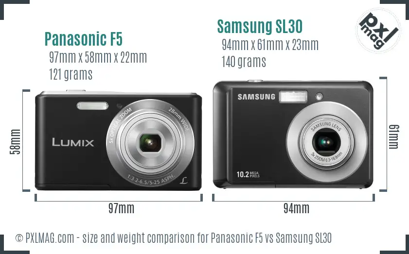 Panasonic F5 vs Samsung SL30 size comparison Panasonic F5 vs Samsung SL30 size comparison