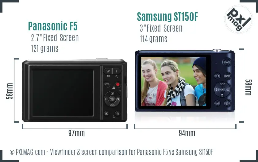 Panasonic F5 vs Samsung ST150F Screen and Viewfinder comparison