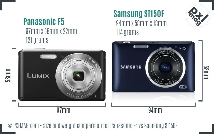 Panasonic F5 vs Samsung ST150F size comparison