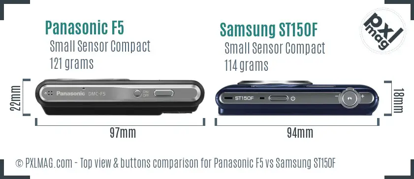 Panasonic F5 vs Samsung ST150F top view buttons comparison
