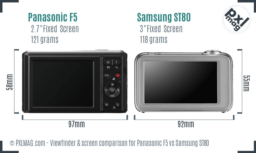 Panasonic F5 vs Samsung ST80 Screen and Viewfinder comparison