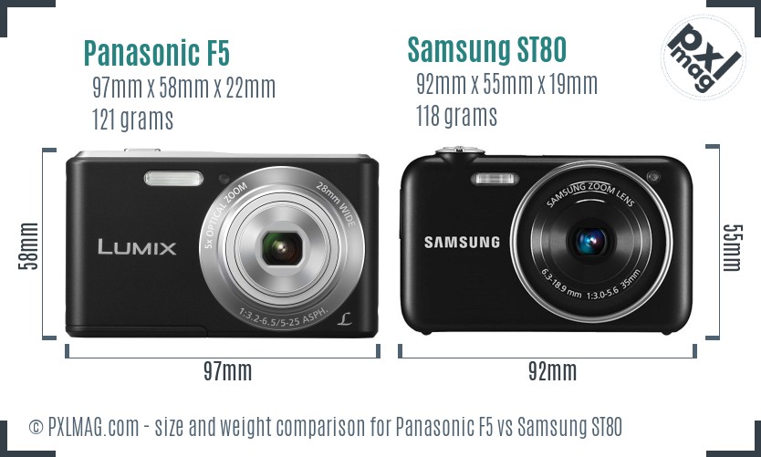 Panasonic F5 vs Samsung ST80 size comparison Panasonic F5 vs Samsung ST80 size comparison