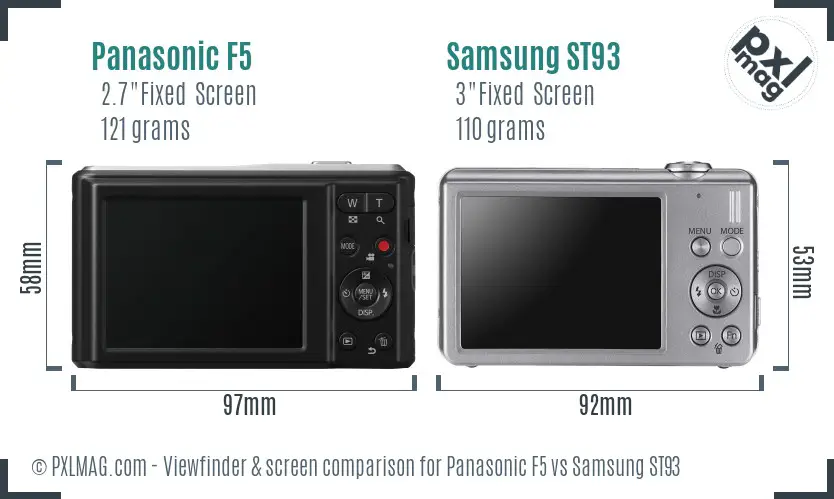 Panasonic F5 vs Samsung ST93 Screen and Viewfinder comparison Panasonic F5 vs Samsung ST93 Screen and Viewfinder comparison