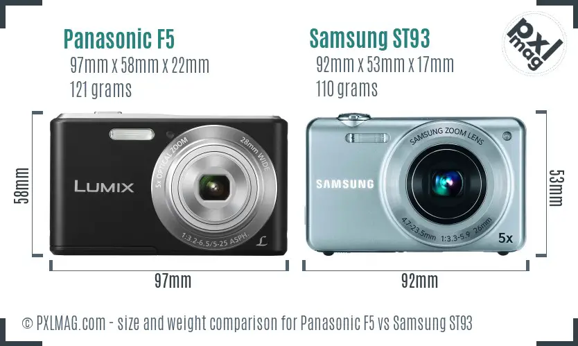 Panasonic F5 vs Samsung ST93 size comparison Panasonic F5 vs Samsung ST93 size comparison