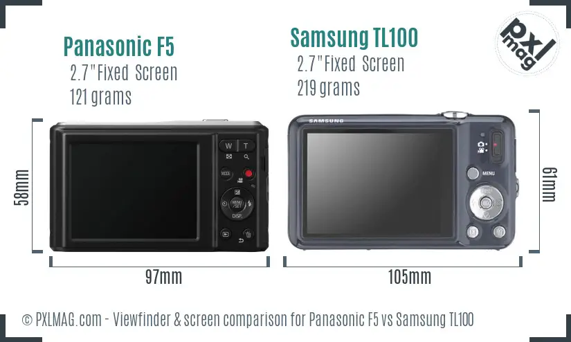 Panasonic F5 vs Samsung TL100 Screen and Viewfinder comparison