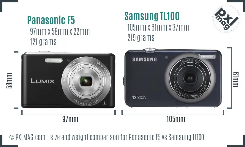 Panasonic F5 vs Samsung TL100 size comparison